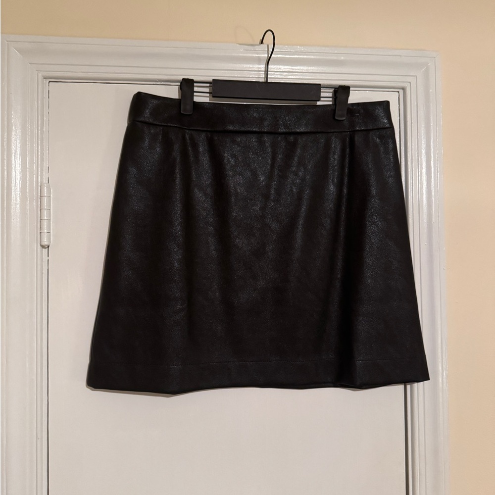 J. Crew Black A-Line Faux-Leather Mini Skirt - Picture 5 of 7